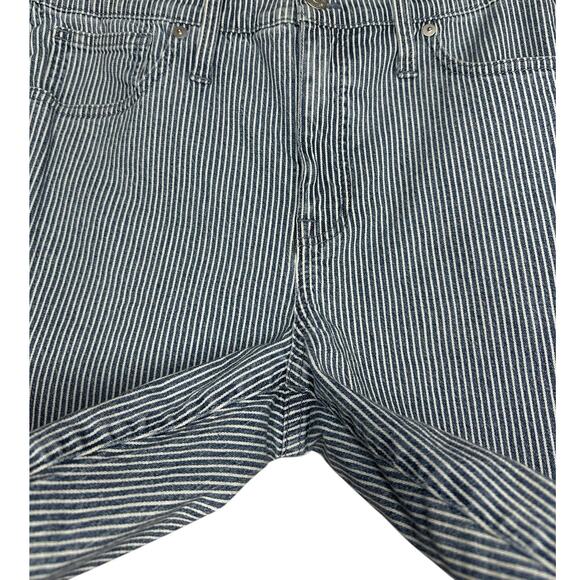 Madewell 9" Mid Rise Skinny Striped Jeans Pants Size 31 White Blue - Picture 5 of 9